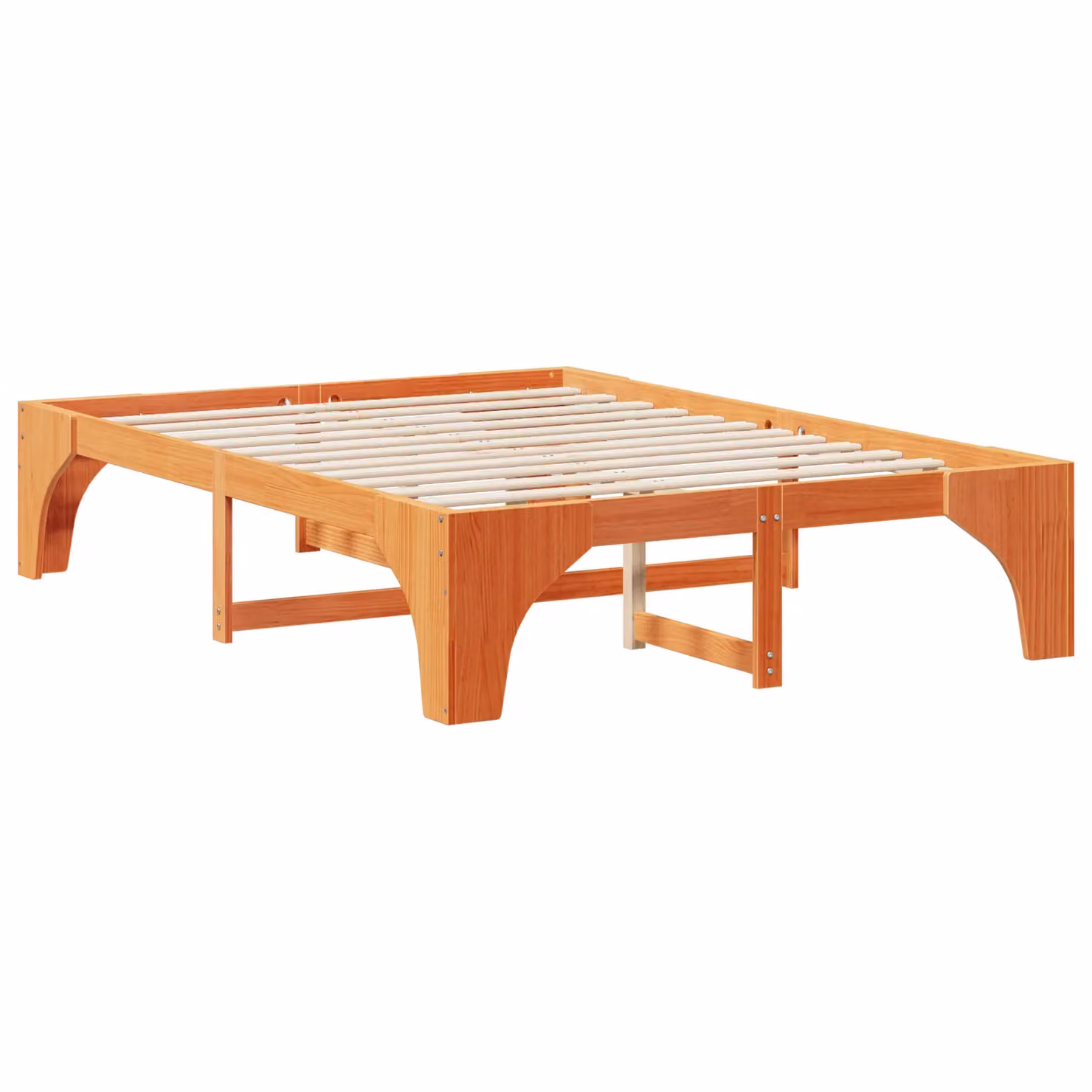 Berkfield Home Floor Bed Frame with Lift Up Storage in Brown Solid Pine Wood W/D/H: 150 x 200 cm – 2