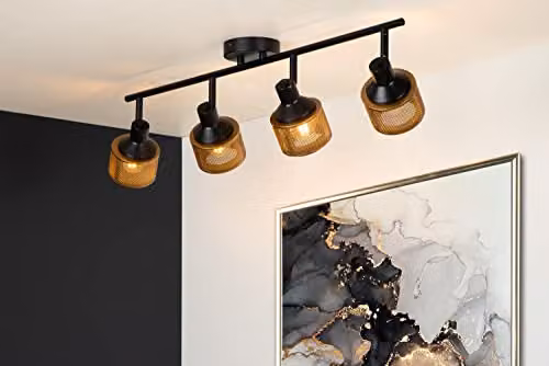 Lucide Rafa Dimmable and Adjustable Metal Ceiling Spotlight Bar in Black with 4 x E14 Sockets – 2