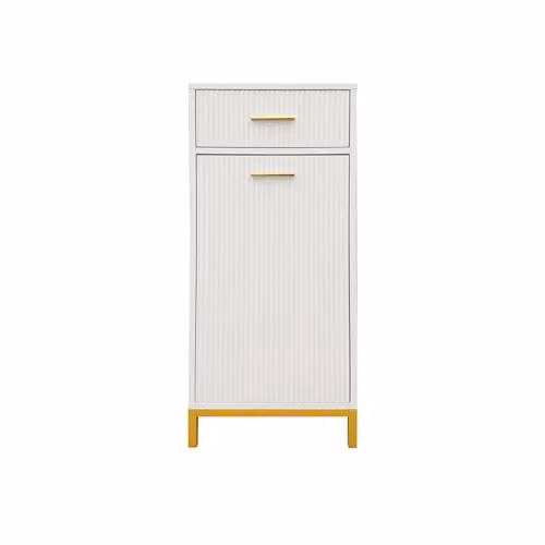 Hygrad Built to Survive Freestanding Tilt-Out Laundry Hamper Cabinet with Drawer, White, H 95.0 cm x W 40.0 cm x D 40.0 cm
