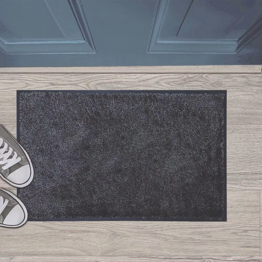 The Rug Shop UK WashaMat Modern Plain Washable Rectangular Rug in Silver Grey Anthracite, W: 80 cm, D: 50 cm – 2