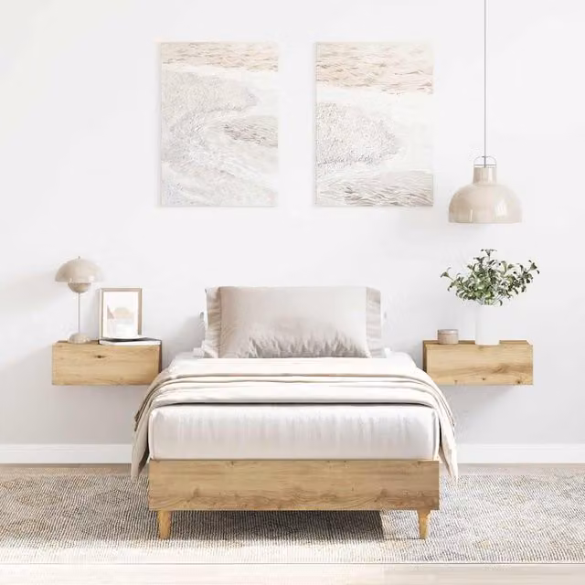 Berkfield Home Artisan Oak Bed Frame in Brown, Engineered Wood, W/D/H: 90 x 200 cm