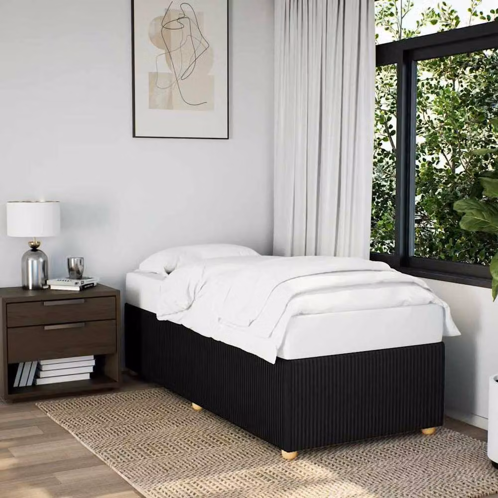 Berkfield Home Single Upholstered Fabric Bed Frame in Black – 2