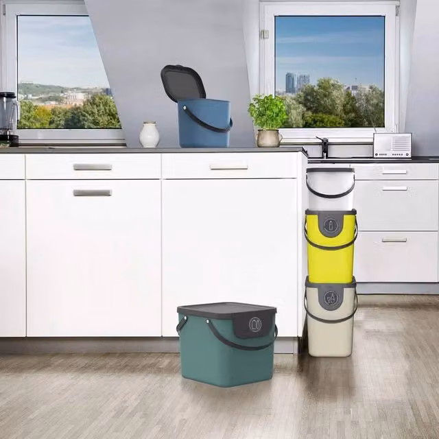 KORVIXA 40L Waste Separation Container with Flip Lid, Green, Height: 100 cm – 1
