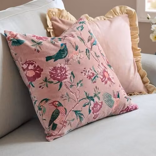 Riva Home Wylder Aviary Decorative Cotton Velvet Cushion in Blushed Rose, W/D/H: 50 x 50 x 50 cm – 3