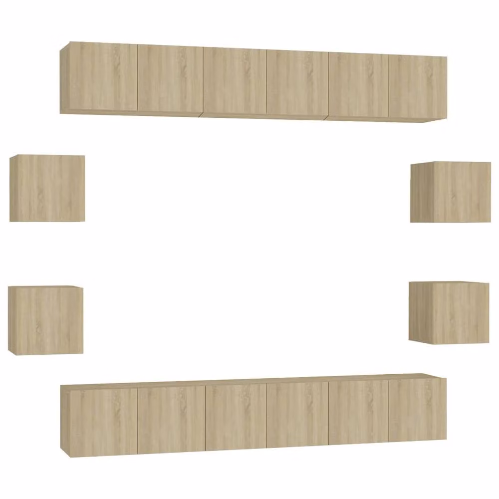 Berkfield Home 10 Piece Sonoma Oak TV Cabinet Set in Brown and Beige – 2