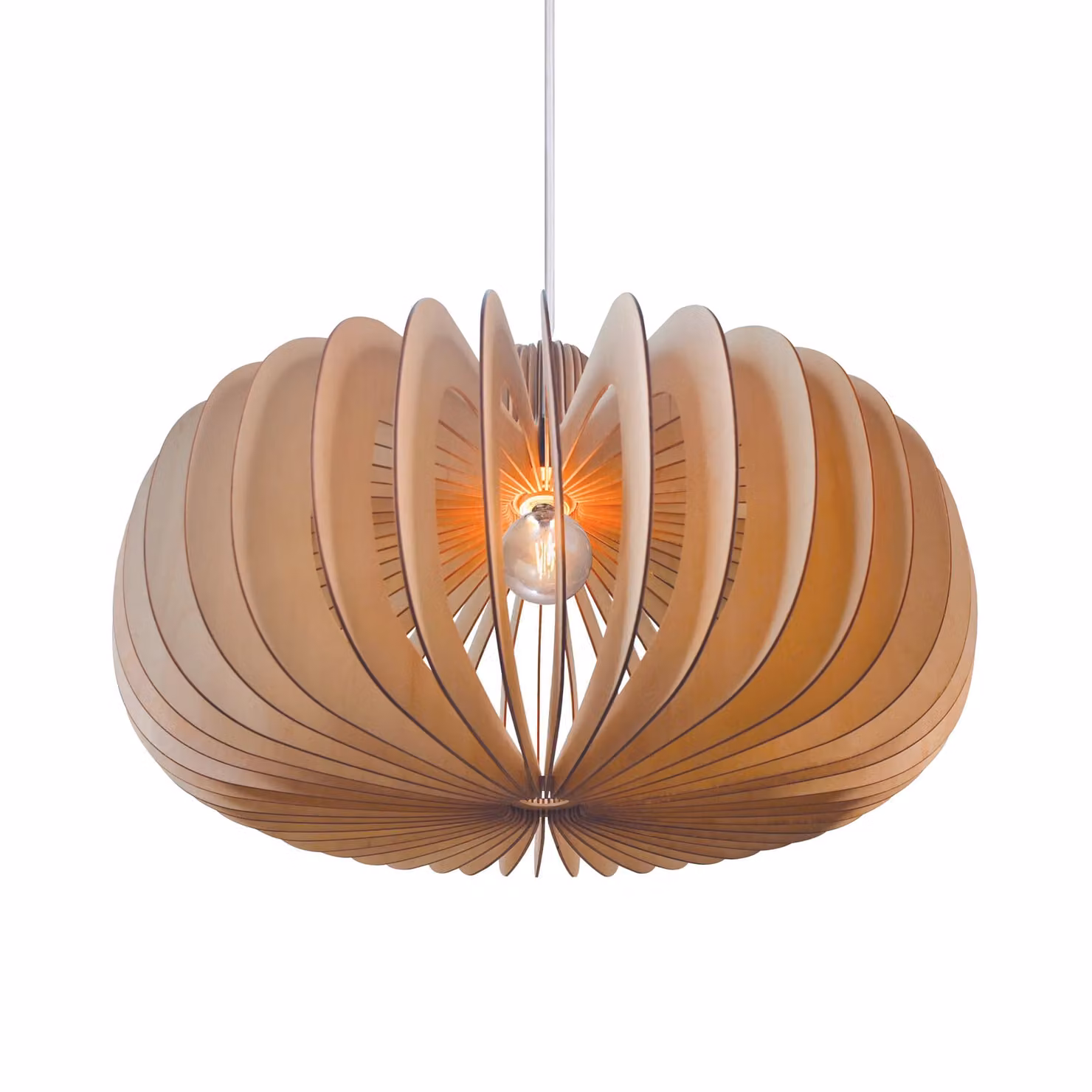 Nordlux Hazo Suspended Pendant Light in Brown Wood, E27, Diameter: 66 cm – 2