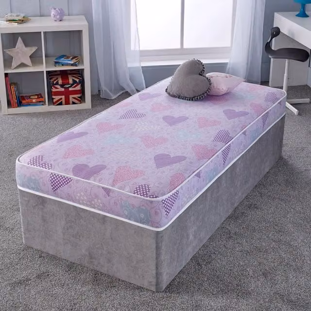 eXtreme Comfort Ltd Pink Hearts Lux Budget Kids Mattress, Single, Pink, W/D/H: 90 x 190 cm
