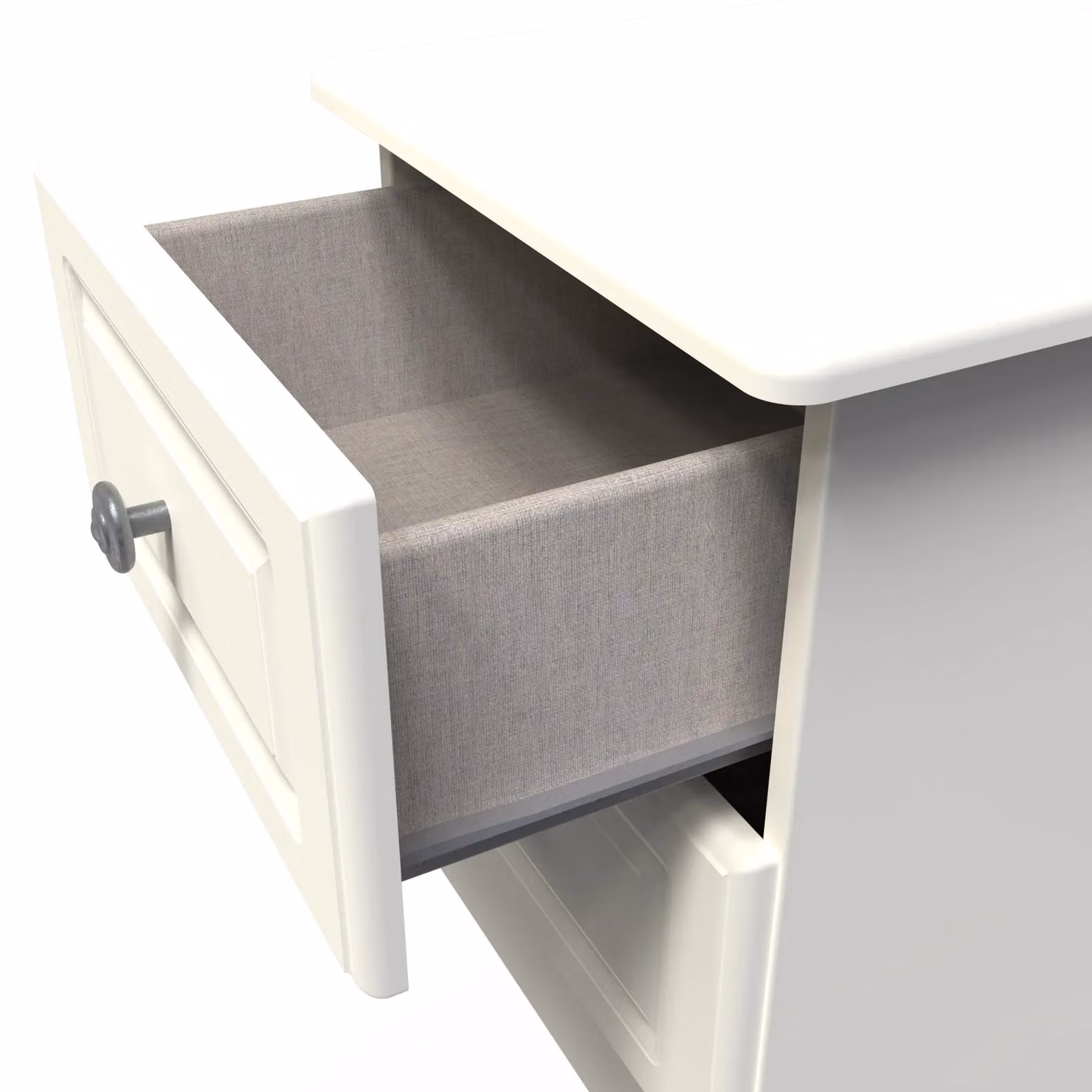 Ready Assembled 2 U Stirling 2 Drawer Bedside Cabinet in Cream – 2