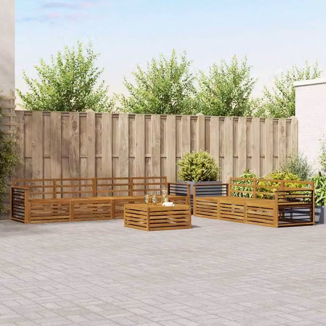 Berkfield Home 8 Piece Outdoor Sofa Set in Brown Solid Acacia Wood – 1