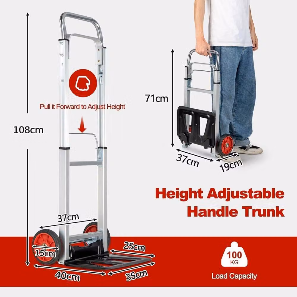 Kelvenix Heavy Duty Folding Hand Truck Sack Barrow in Silver Aluminium – 2