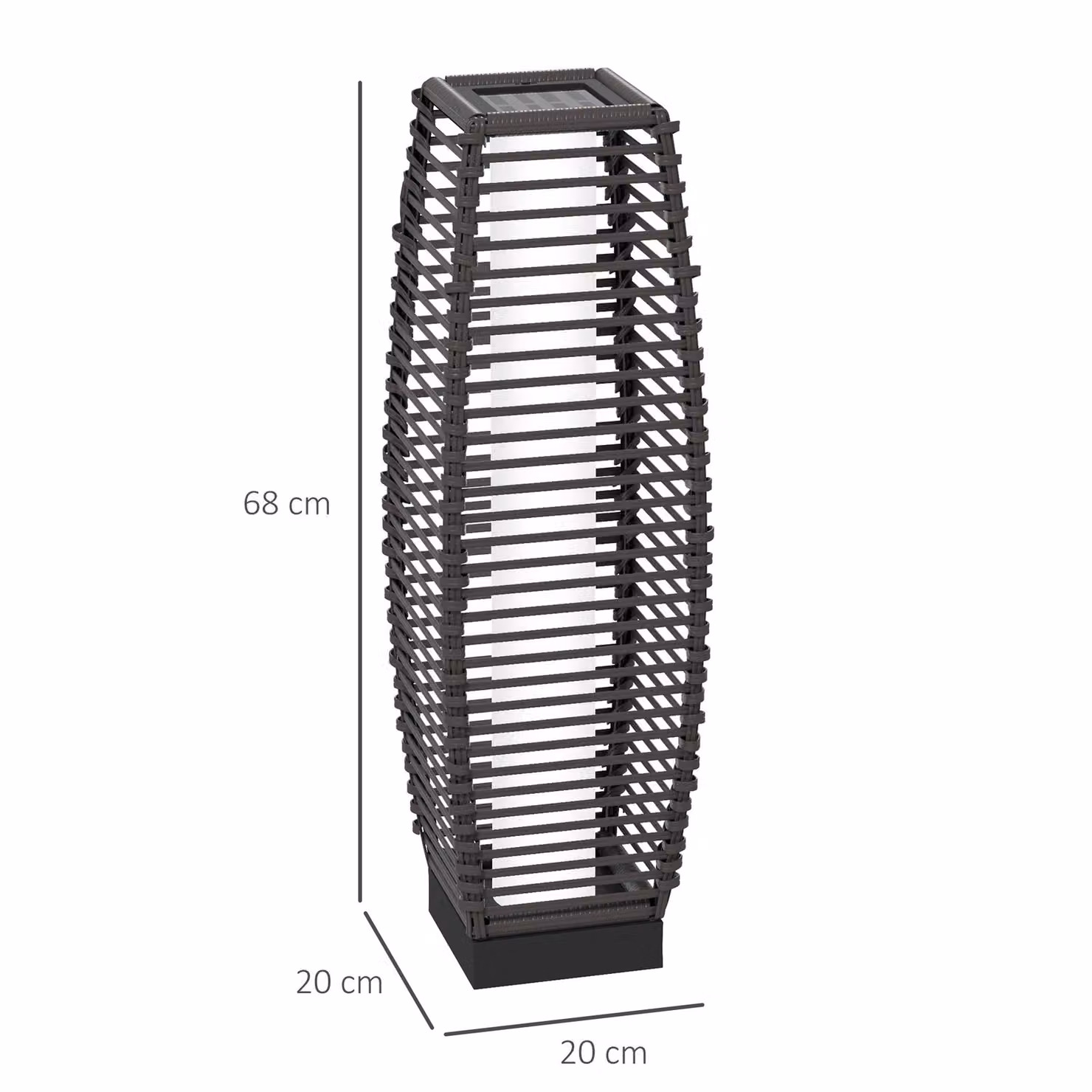 Outsunny Solar Powered LED Outdoor Floor Lamp, Grey Rattan Decorative Garden Lantern with Dusk Sensor and Warm White Light – 3