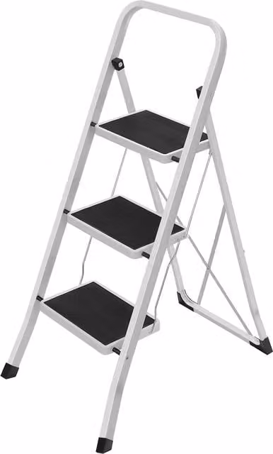 iTrend Lightweight Folding Step Ladder in White, Height: 114 cm