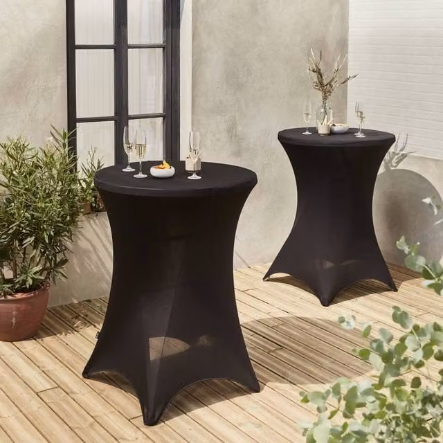 sweeek Pair of Washable Polyester Protective Event Table Covers in Black – 1