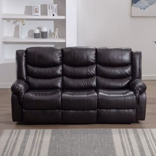 More4Homes Seattle 3 Seater Manual High Back Bonded Leather Recliner Sofa in Brown