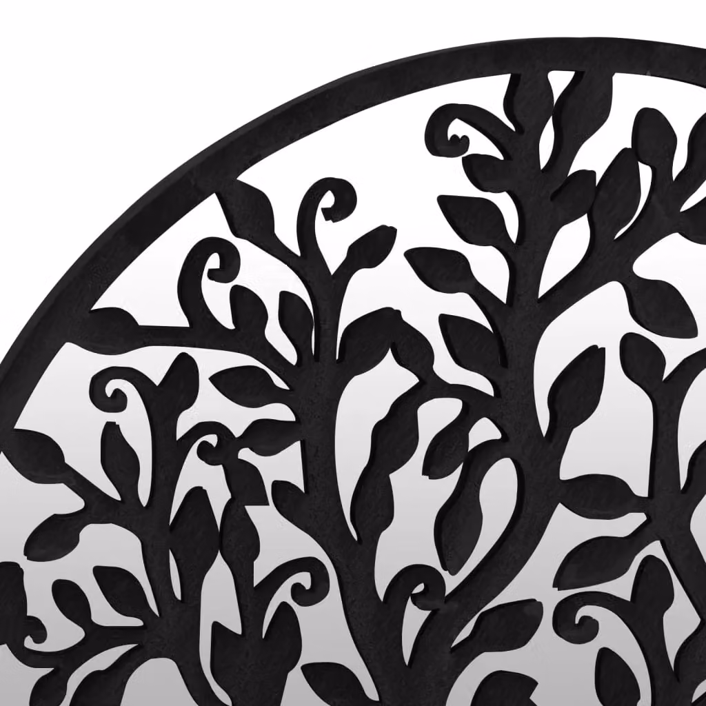 Berkfield Home Round Metal Wall Mirror in Black, Diameter: 40 cm, Depth: 2.5 cm – 5