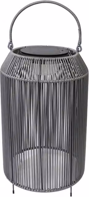 K LIVING Aurora Grey Rattan Solar Rechargeable LED Lantern