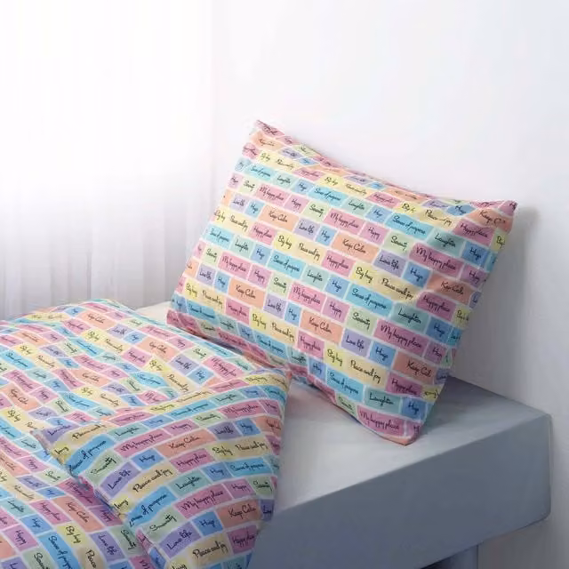 Rachel Riley Motivational Junior Cotton Duvet Set and Pillowcase in Multicolour and Pink