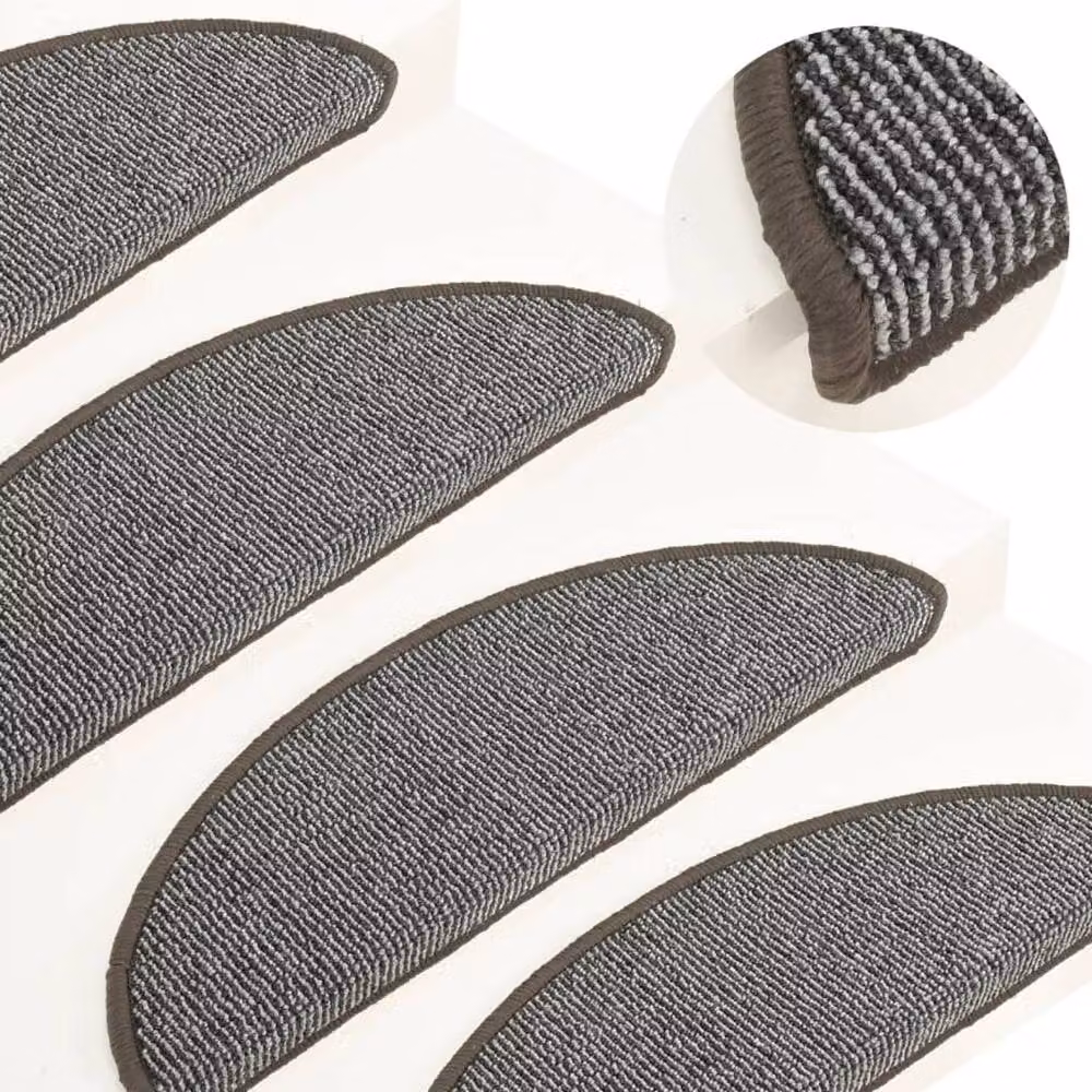 Berkfield Home Self-Adhesive Carpet Stair Treads, 15 Pieces, Grey, W: 56 cm, D: 17 cm, H: 3 cm – 2