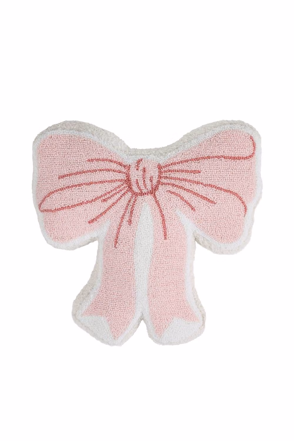Catherine Lansfield Bow Boucle 3D Shaped Heart Cushion in Pink – 2