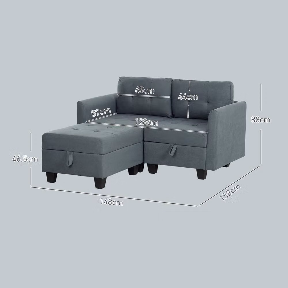 Wyld Haus Bakeli Dark Grey Modular L Shaped Sofa with Integrated Storage and Reversible Fabric Upholstery – 3