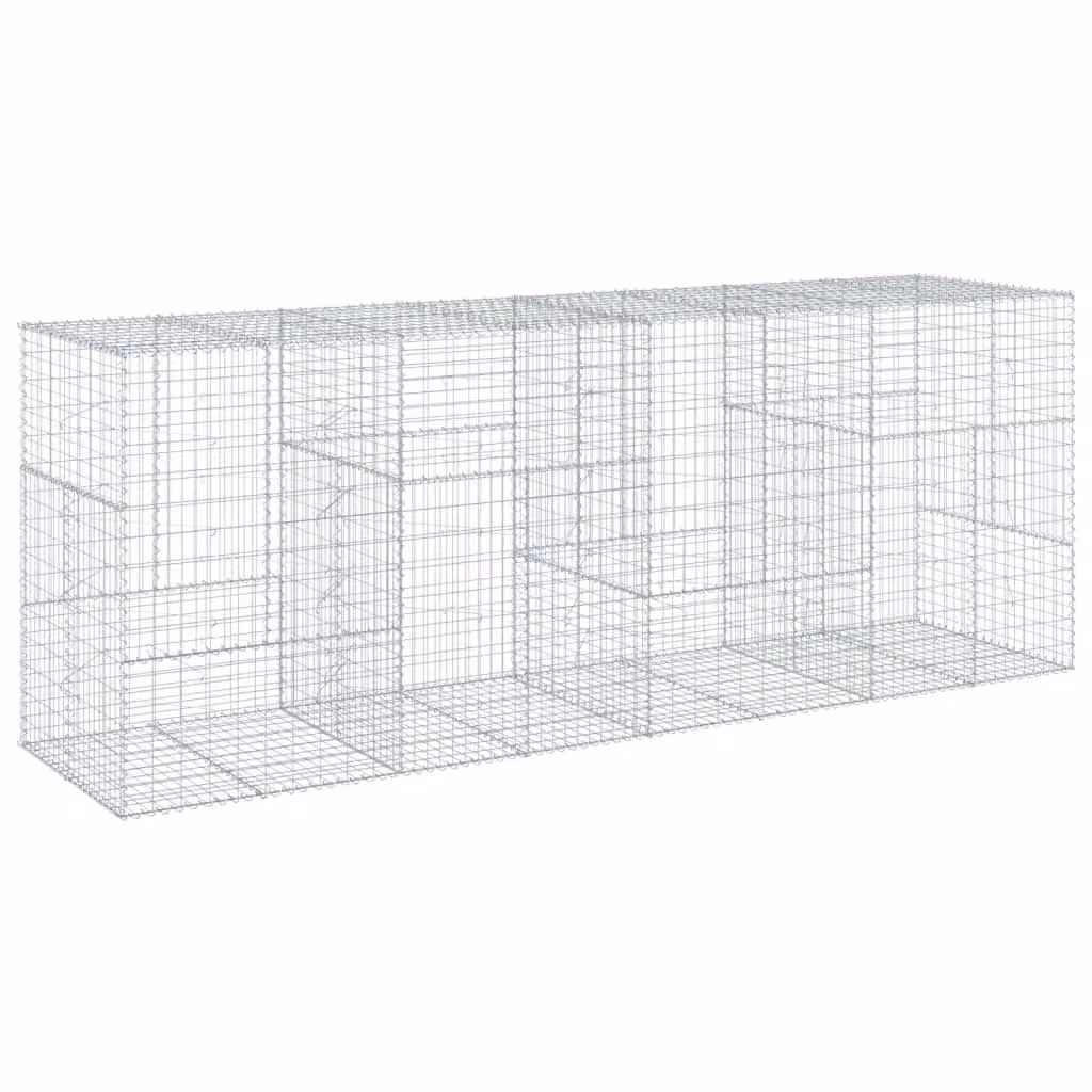 Berkfield Home Silver Galvanised Steel Gabion Basket with Cover, W/D/H: 400 x 100 x 150 cm – 2