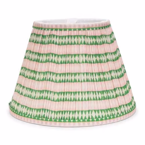 ValueLights Pink Aztec Gathered Fabric Pleated Tapered Lampshade, Shade Width: 41 cm