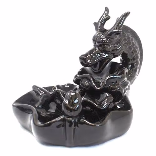 Ancient Wisdom Black Ceramic Dragon Pool Backflow Incense Burner – 1