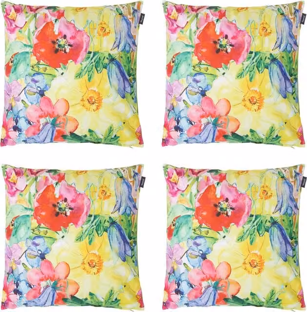 Icon Painterly Floral Outdoor Cushion in Lime Green and Multicolour