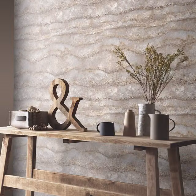 Erismann Urban Horizontal Mineral Abstract Vinyl Wallpaper in Beige and Taupe