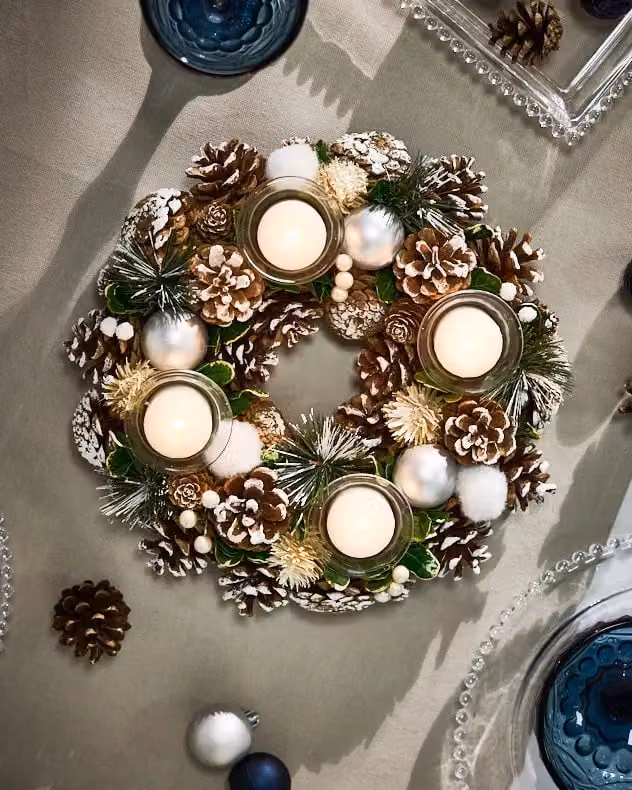 Dibor Set of 2 Silver and Grey Triple and Round Table Centrepiece Candle and Tealight Holders – 4