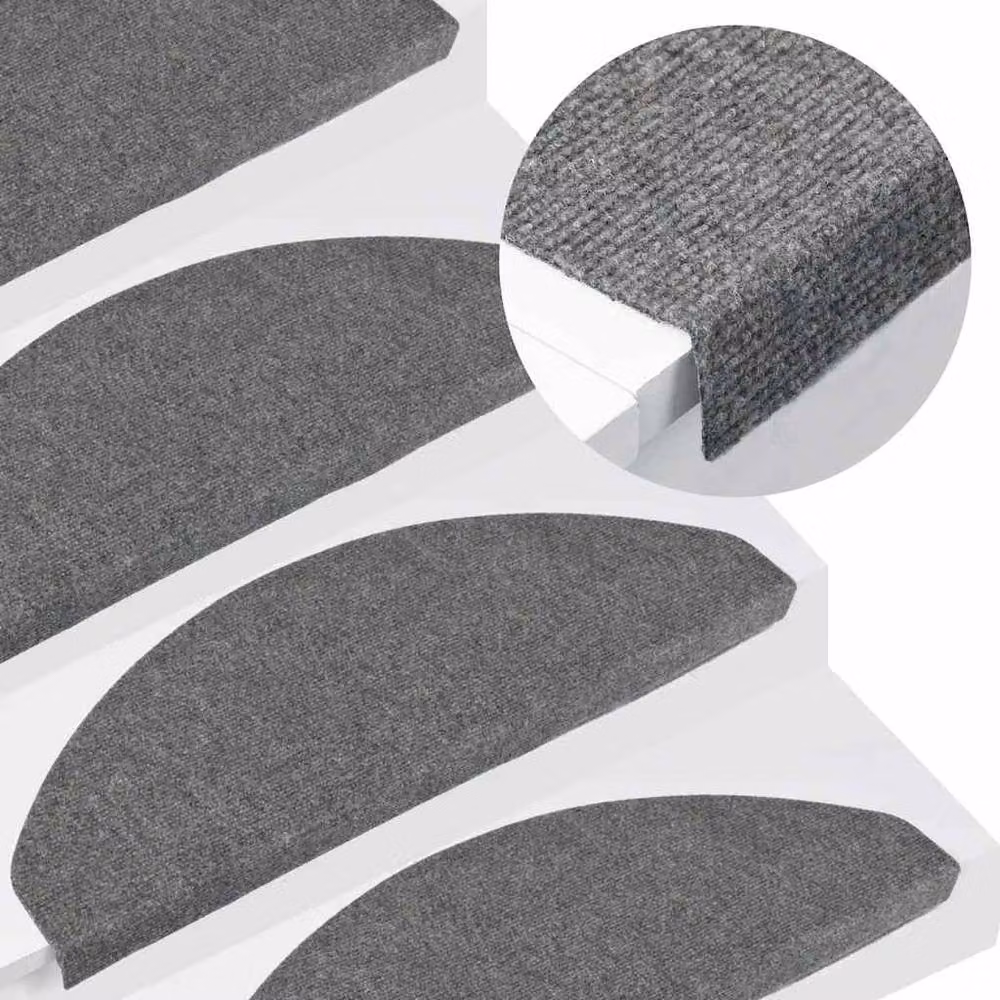 Berkfield Home Self-adhesive Non-slip Stair Mats, Grey, 15 Pack, W/D/H: 65 x 22.5 x 3.5 cm – 2
