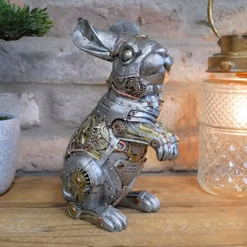 Gifts Direct 2 U Steampunk Rabbit Vintage Silver and Multicolour Mechanical Hare Figurine, W/D/H: 12.0 x 16.0 x 12.0 cm – 2