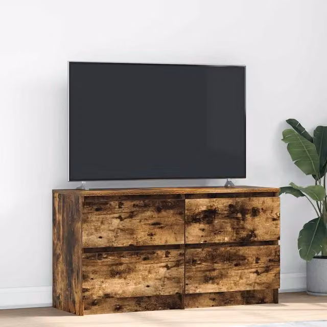 Berkfield Home Smoked Oak TV Cabinet in Brown, W/D/H: 100 x 35 x 54 cm – 1