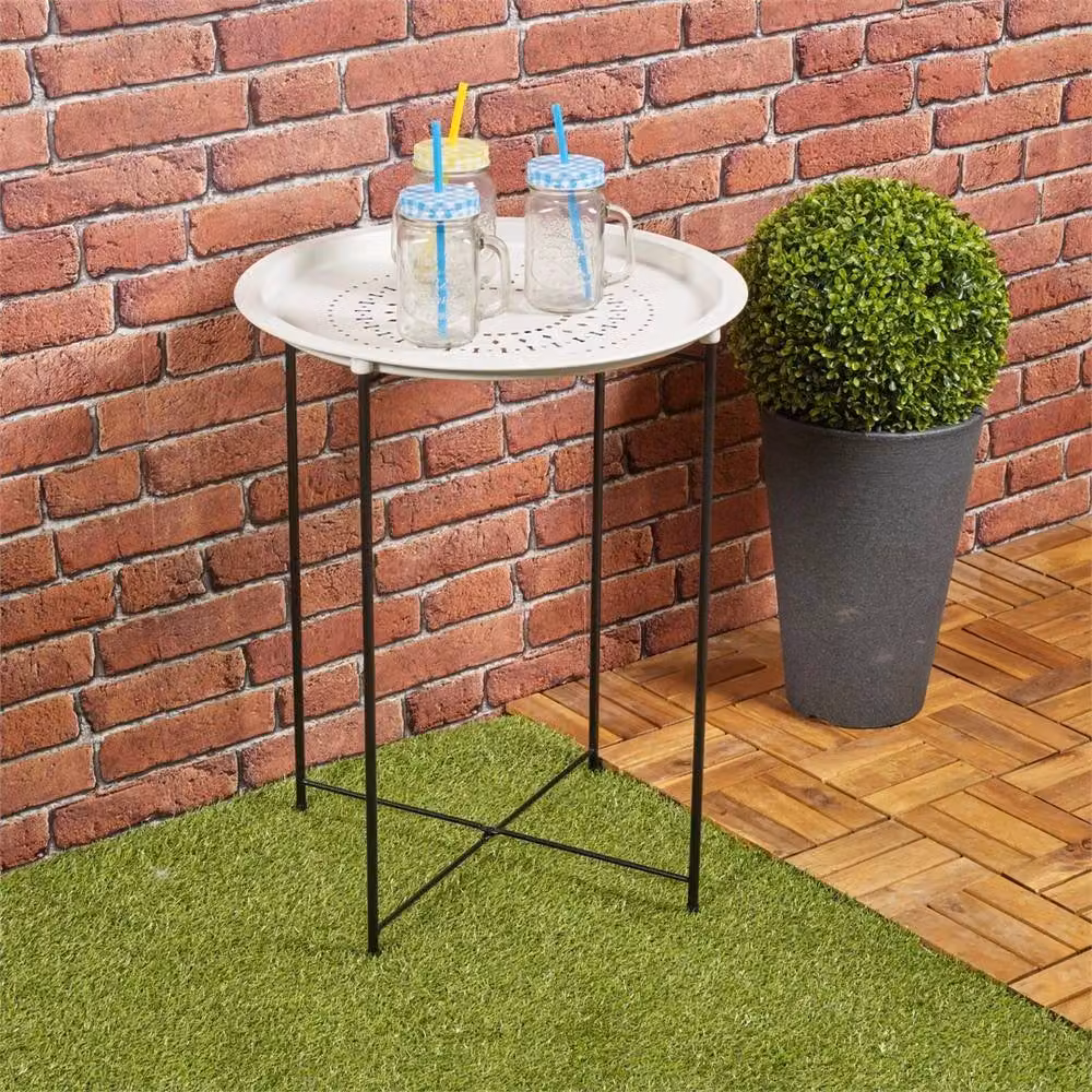 Nordara White Folding Metal Round Bistro Table for Indoor and Outdoor Use – 2