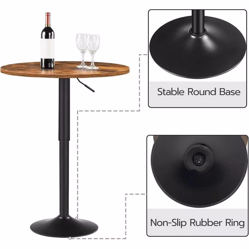 EONLION Height-Adjustable Breakfast Bar Table in Brown and Black, W/D/H: 55 x 55 x 90-100 cm – 3