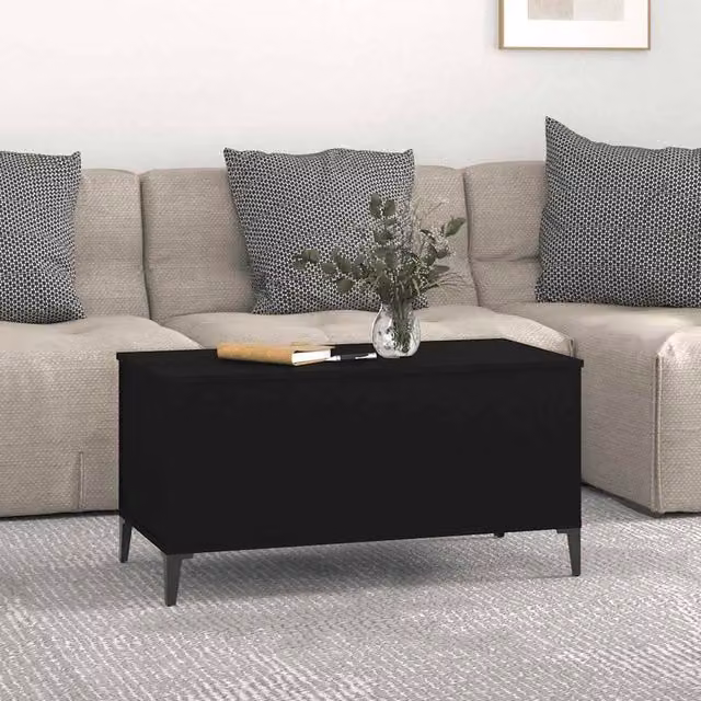 Berkfield Home Modern Black Decorative Coffee Table with Lift Mechanism, W/D/H: 90 x 44.5 x 45 cm