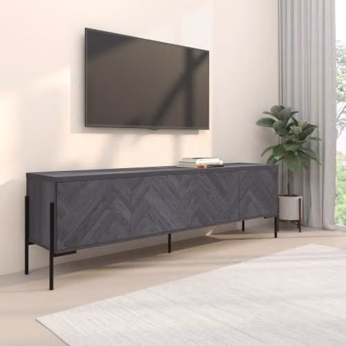 Dorel Home Charlene Modern Lowboard with 4 Doors in Grey, H 55 x W 175 x D 38 cm