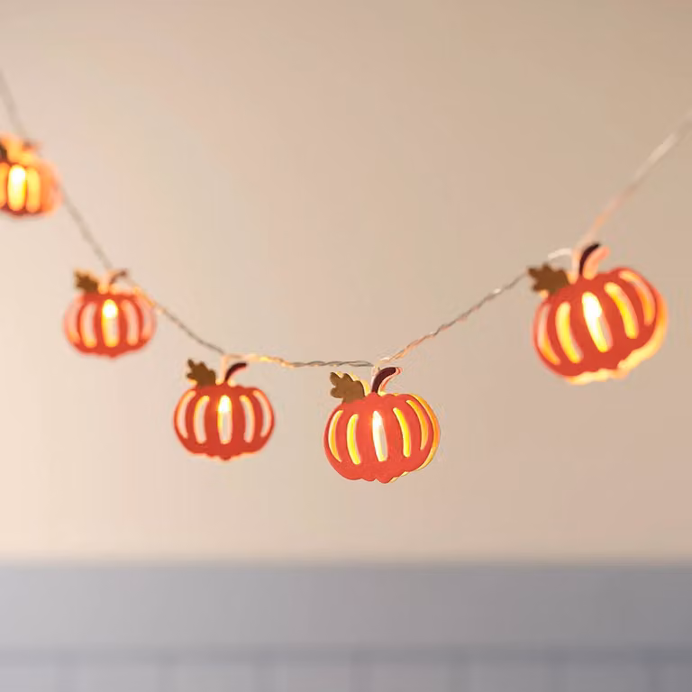 Lights4fun Autumn Pumpkin LED Fairy Lights in Orange, Green and White