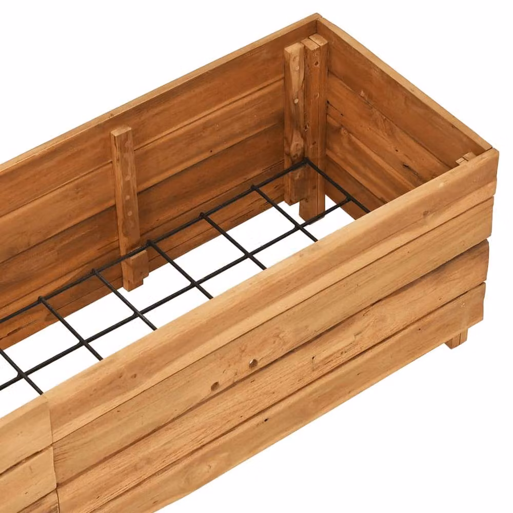 Berkfield Home Raised Bed in Brown Solid Wood and Steel, W/D/H: 150 x 40 x 38 cm – 3