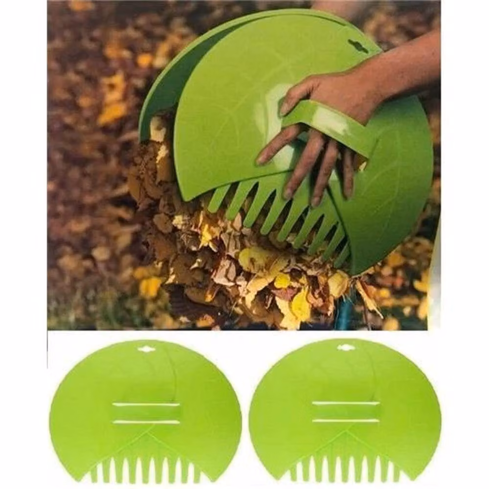 NESTLUNE 2-Piece Large Green Garden Leaf Grabbers with Tines, Length: 100 cm, Width: 15 cm – 2