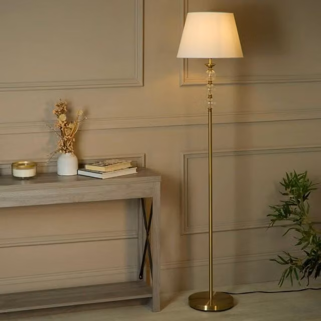 Lighting Collection Glass Balls Floor Lamp in Gold and Brass with Transparent Glass Globes