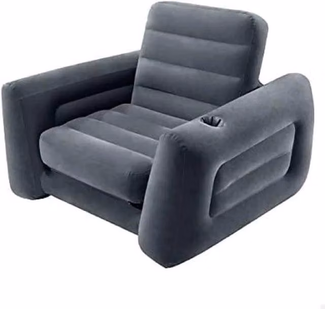 Intex Grey Inflatable Pull Out Sofa Chair Sleeper Air Bed Mattress W: 100 cm, D: 60 cm – 1