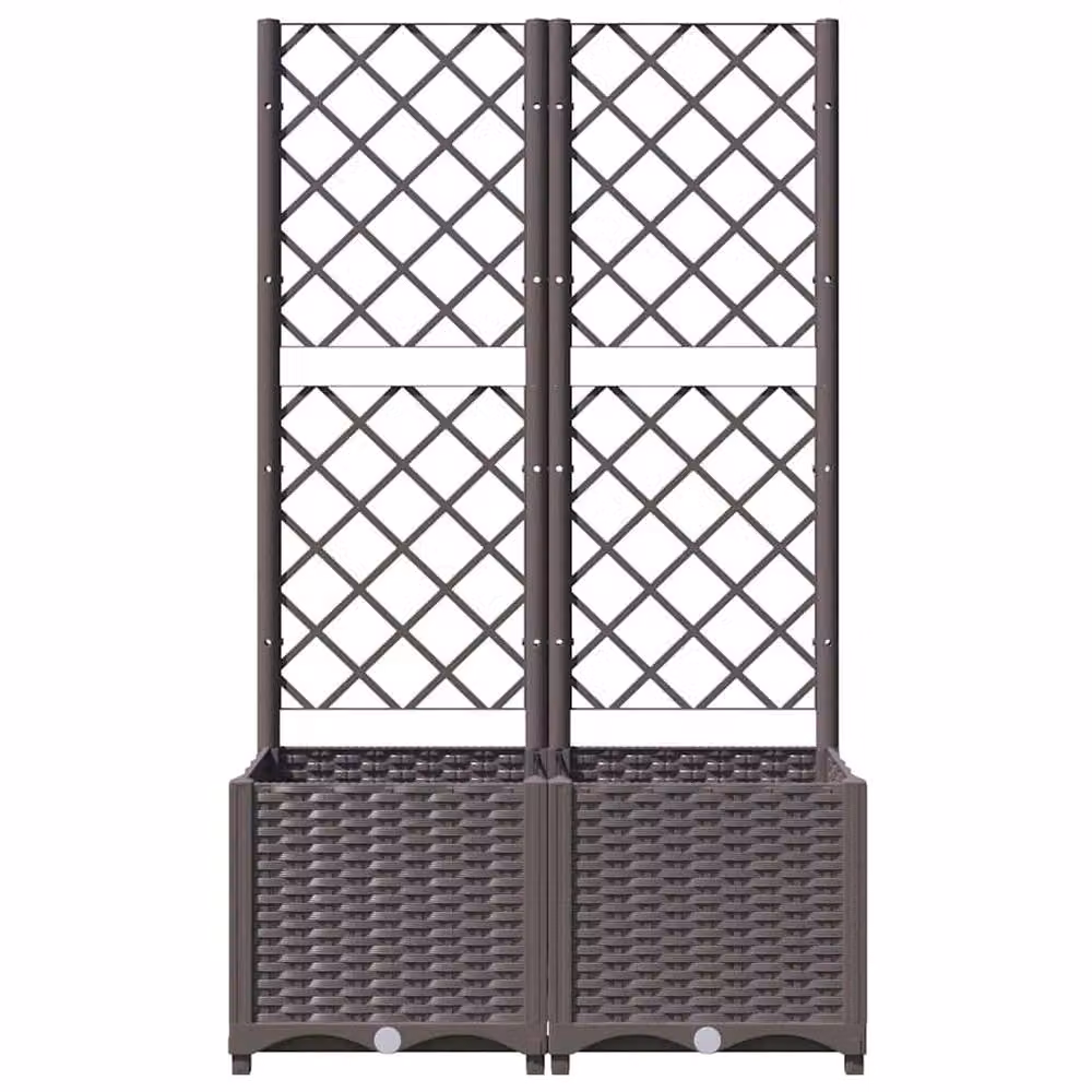 Berkfield Home Garden Planter with Trellis in Brown, W/D/H: 80 x 40 x 136 cm – 3