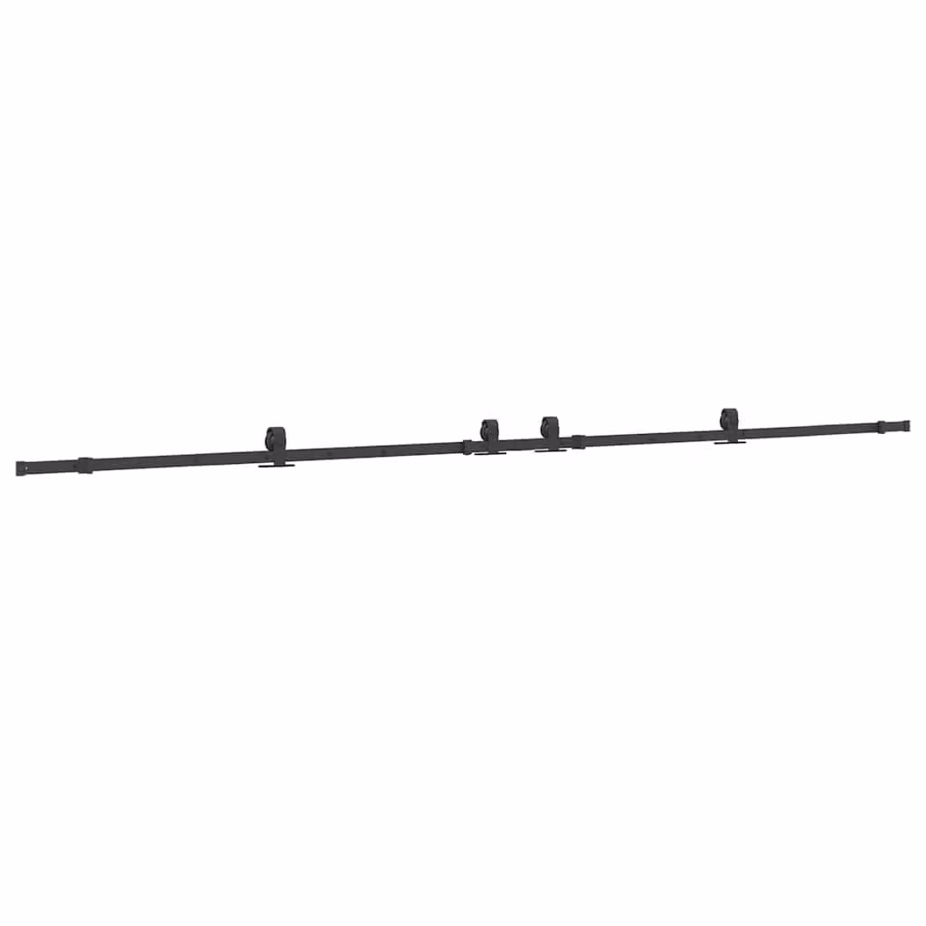 Berkfield Home Matt Black Steel Sliding Door Hardware Kit – 1