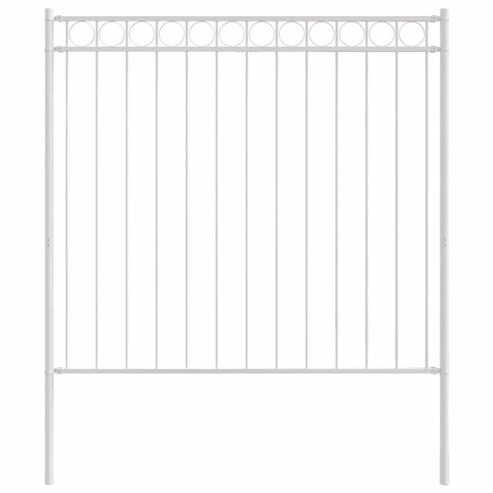 Berkfield Home White Steel Garden Fence, W: 170 cm, H: 150 cm – 2