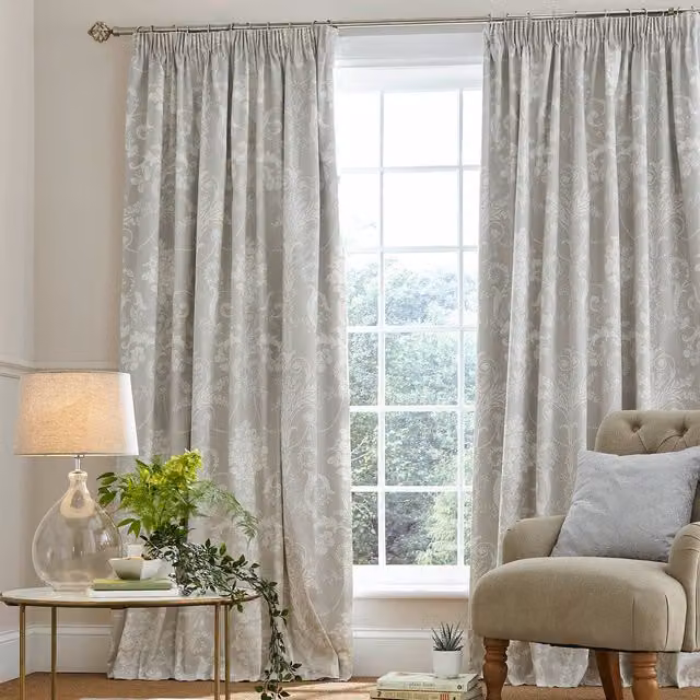Laura Ashley Josette Plain Blackout Curtains in Dove Grey