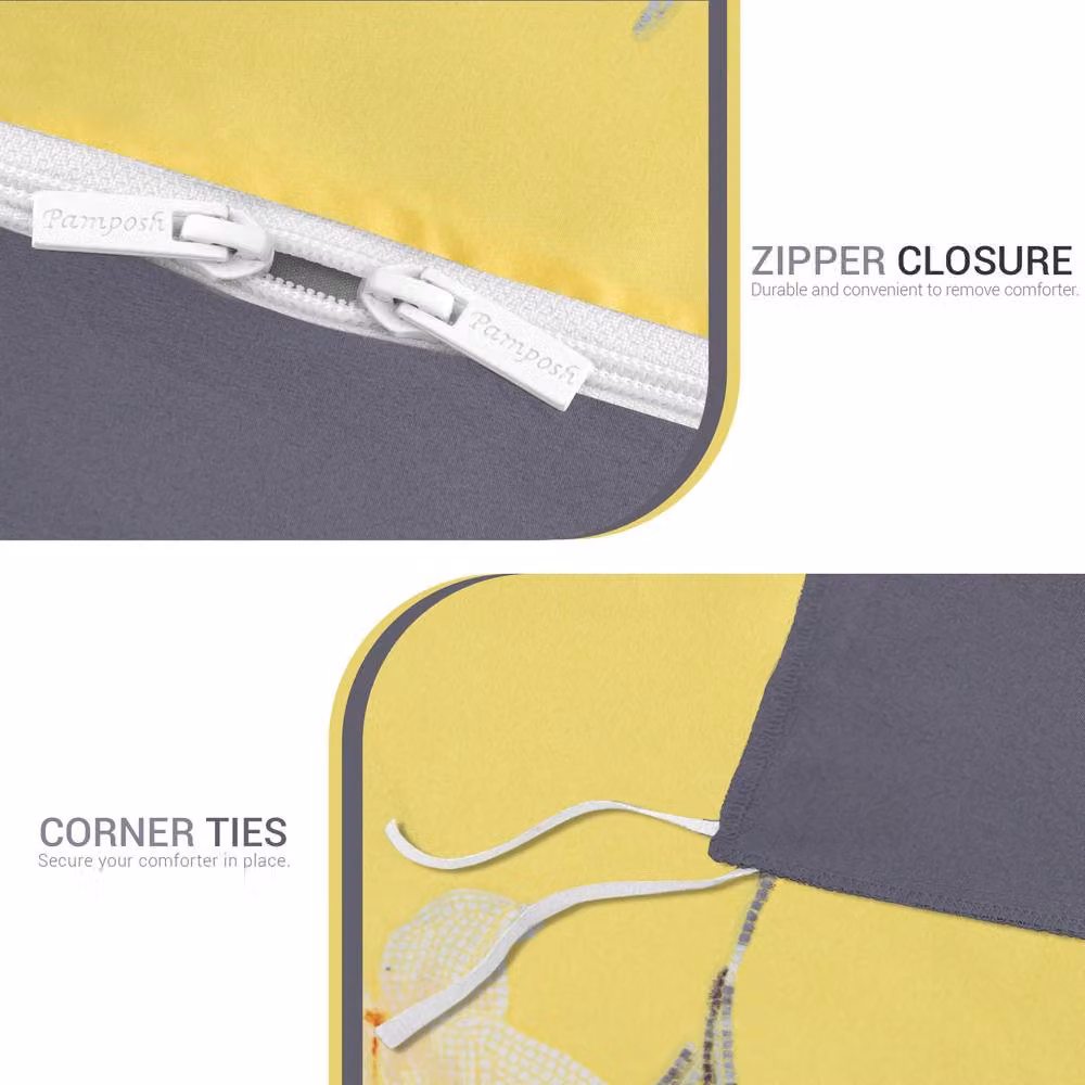 Grace Modern Reversible Microfibre Duvet Cover and Pillowcase Set in Yellow, Double (140 x 200 cm) – 5