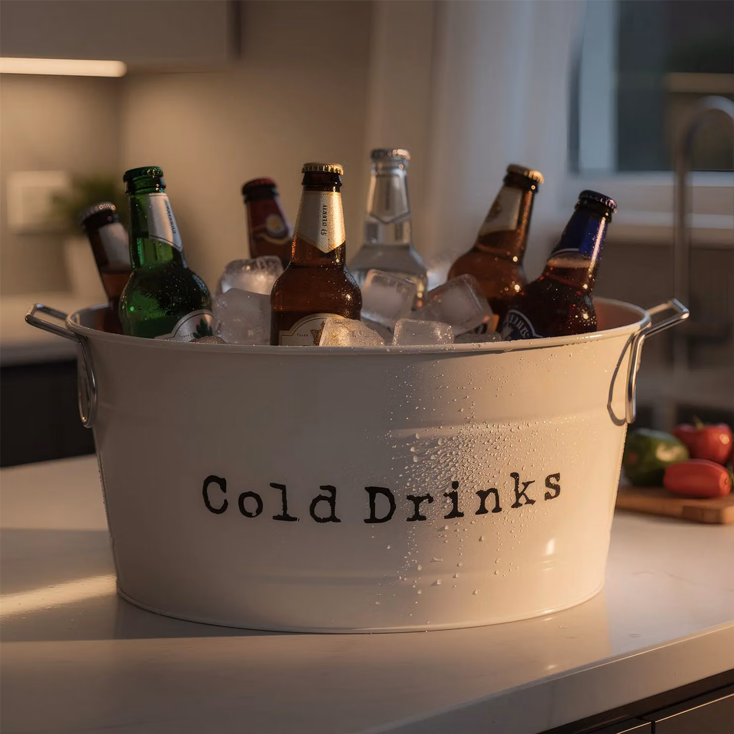 Harbour Housewares Metal Drinks Cooler Bucket in Beige – 4