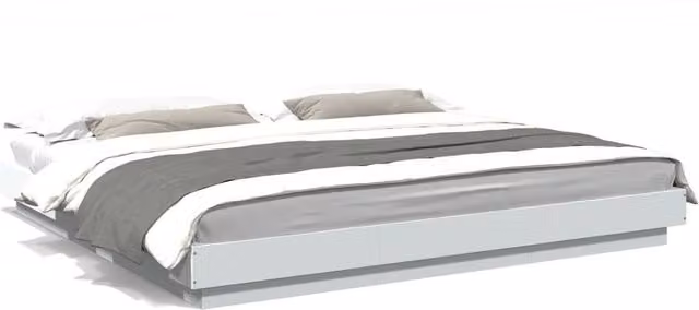 Berkfield Home Super King Bed Frame in White with LED Under-Bed Lighting and USB Charging Ports, W/D/H: 180 x 200 cm – 1