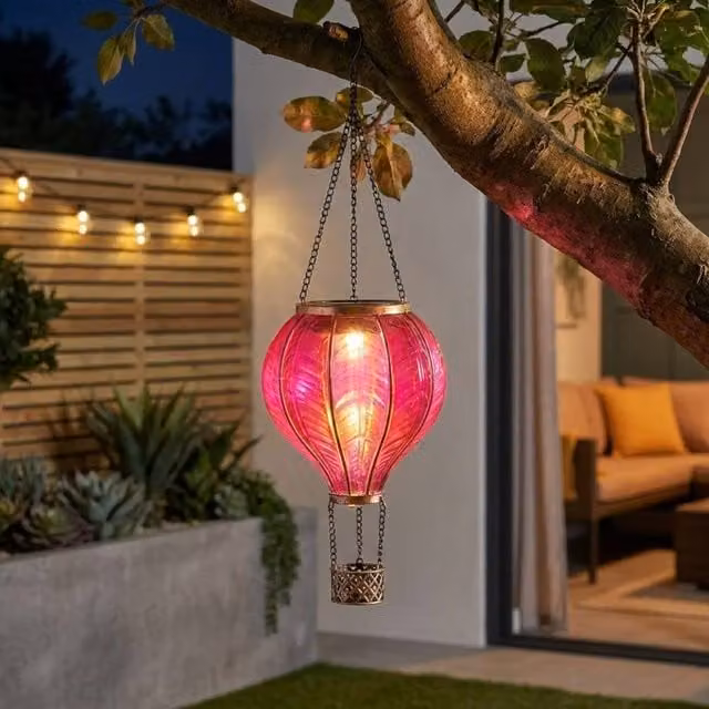 Garden Greatness Fuchsia Hanging Solar Hot Air Balloon, Pink – 1